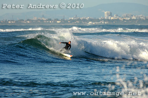 A mid August Saturday morning surf at Location 1, New South Wales Illawarra Coast, Australia. Photo copyright, Peter Andrews, Outimage Publications.