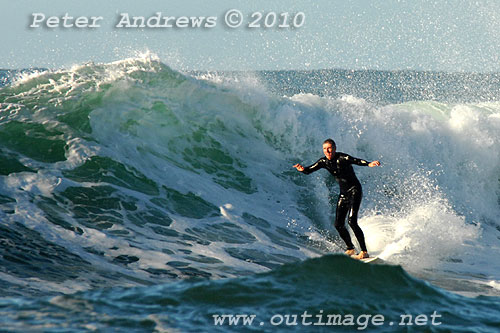 A mid August Saturday morning surf at Location 1, New South Wales Illawarra Coast, Australia. Photo copyright, Peter Andrews, Outimage Publications.