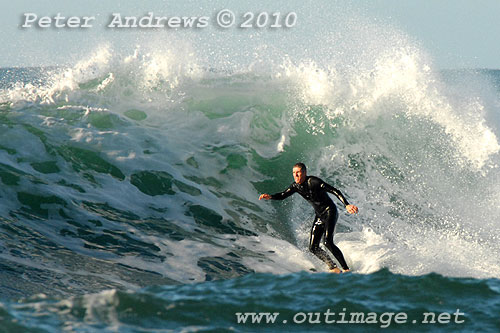 A mid August Saturday morning surf at Location 1, New South Wales Illawarra Coast, Australia. Photo copyright, Peter Andrews, Outimage Publications.