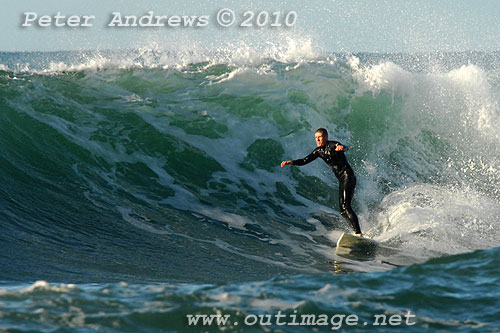 A mid August Saturday morning surf at Location 1, New South Wales Illawarra Coast, Australia. Photo copyright, Peter Andrews, Outimage Publications.