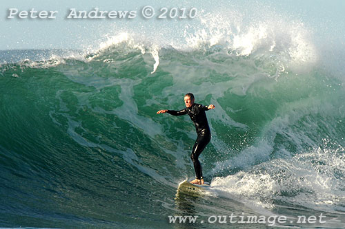 A mid August Saturday morning surf at Location 1, New South Wales Illawarra Coast, Australia. Photo copyright, Peter Andrews, Outimage Publications.