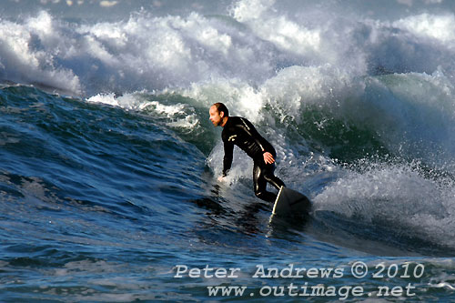 A mid August Saturday morning surf at Location 1, New South Wales Illawarra Coast, Australia. Photo copyright, Peter Andrews, Outimage Publications.