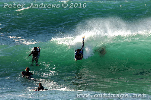 A mid August Saturday morning surf at Location 2, New South Wales Illawarra Coast, Australia. Photo copyright Peter Andrews.