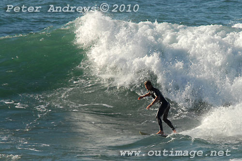 A mid August Saturday morning surf at Location 2, New South Wales Illawarra Coast, Australia. Photo copyright Peter Andrews.