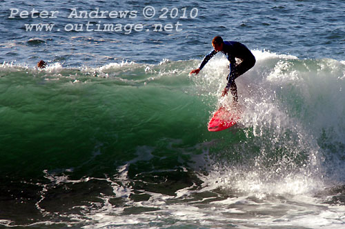 A mid August Saturday morning surf at Location 2, New South Wales Illawarra Coast, Australia. Photo copyright Peter Andrews.