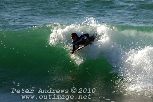 A mid August Saturday morning surf at Location 2, New South Wales Illawarra Coast, Australia. Photo copyright Peter Andrews.