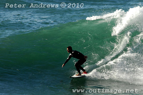 A mid August Saturday morning surf at Location 2, New South Wales Illawarra Coast, Australia. Photo copyright Peter Andrews.