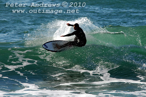 A mid August Saturday morning surf at Location 2, New South Wales Illawarra Coast, Australia. Photo copyright Peter Andrews.