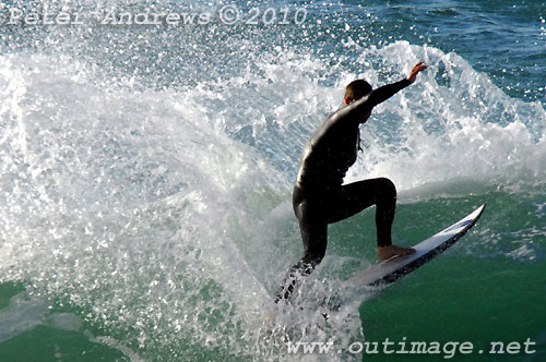 A mid August Saturday morning surf at Location 2, New South Wales Illawarra Coast, Australia. Photo copyright Peter Andrews.