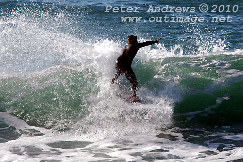 A mid August Saturday morning surf at Location 2, New South Wales Illawarra Coast, Australia. Photo copyright Peter Andrews.