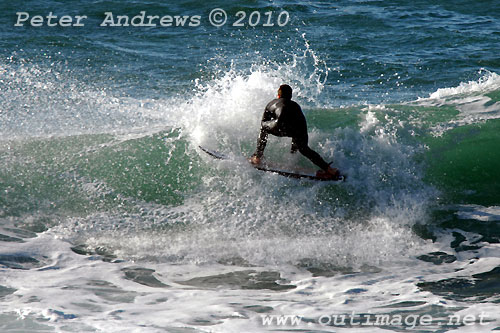 A mid August Saturday morning surf at Location 2, New South Wales Illawarra Coast, Australia. Photo copyright Peter Andrews.