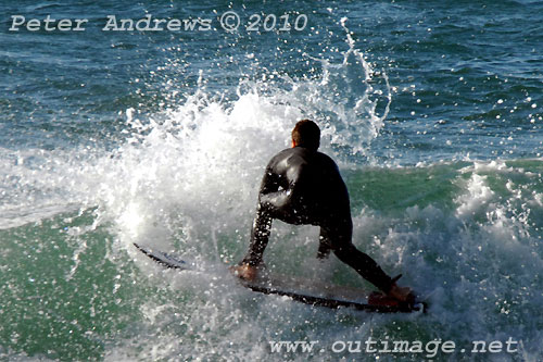 A mid August Saturday morning surf at Location 2, New South Wales Illawarra Coast, Australia. Photo copyright Peter Andrews.