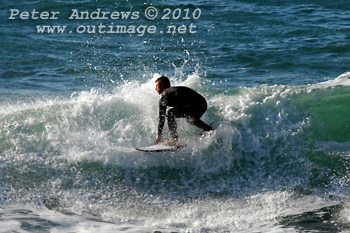 A mid August Saturday morning surf at Location 2, New South Wales Illawarra Coast, Australia. Photo copyright Peter Andrews.