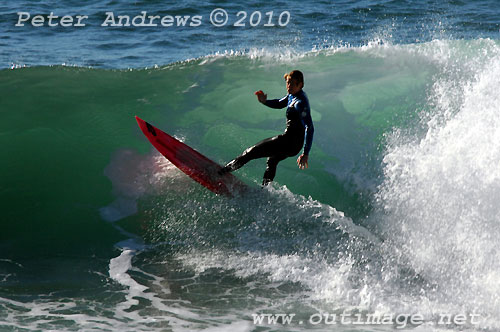 A mid August Saturday morning surf at Location 2, New South Wales Illawarra Coast, Australia. Photo copyright Peter Andrews.