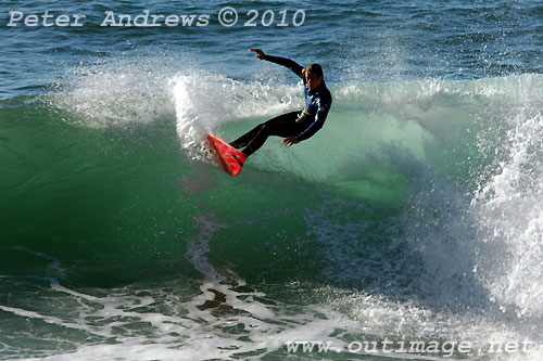 A mid August Saturday morning surf at Location 2, New South Wales Illawarra Coast, Australia. Photo copyright Peter Andrews.