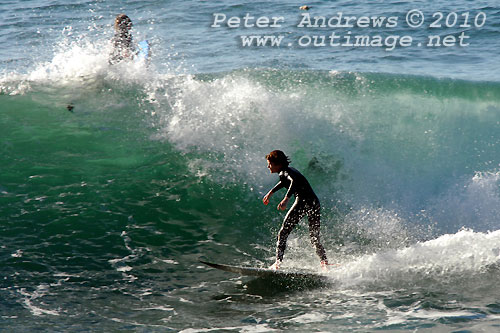 A mid August Saturday morning surf at Location 2, New South Wales Illawarra Coast, Australia. Photo copyright Peter Andrews.