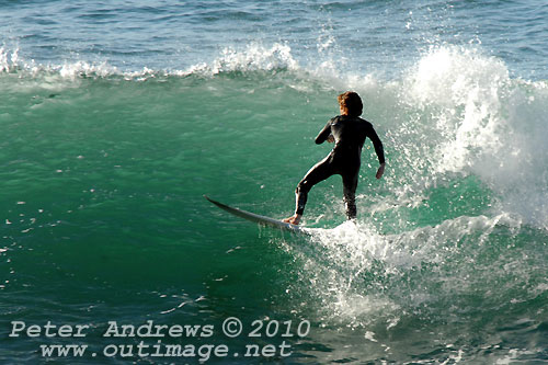 A mid August Saturday morning surf at Location 2, New South Wales Illawarra Coast, Australia. Photo copyright Peter Andrews.