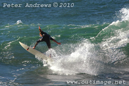 A mid August Saturday morning surf at Location 2, New South Wales Illawarra Coast, Australia. Photo copyright Peter Andrews.