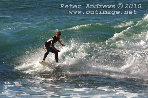 A mid August Saturday morning surf at Location 2, New South Wales Illawarra Coast, Australia. Photo copyright Peter Andrews.