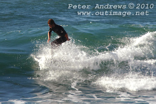 A mid August Saturday morning surf at Location 2, New South Wales Illawarra Coast, Australia. Photo copyright Peter Andrews.