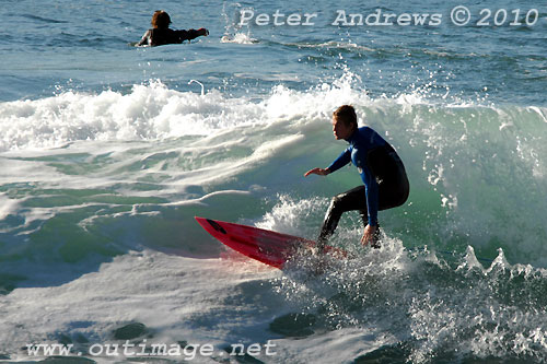 A mid August Saturday morning surf at Location 2, New South Wales Illawarra Coast, Australia. Photo copyright Peter Andrews.