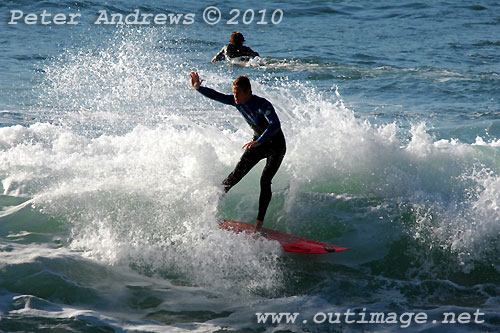 A mid August Saturday morning surf at Location 2, New South Wales Illawarra Coast, Australia. Photo copyright Peter Andrews.