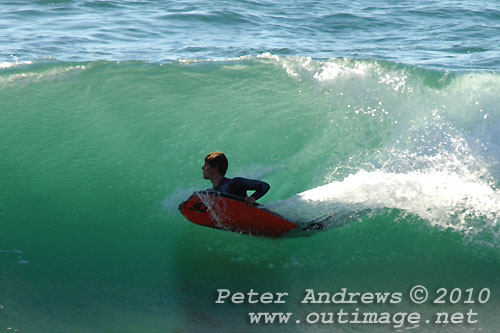 A mid August Saturday morning surf at Location 2, New South Wales Illawarra Coast, Australia. Photo copyright Peter Andrews.