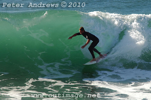 A mid August Saturday morning surf at Location 2, New South Wales Illawarra Coast, Australia. Photo copyright Peter Andrews.