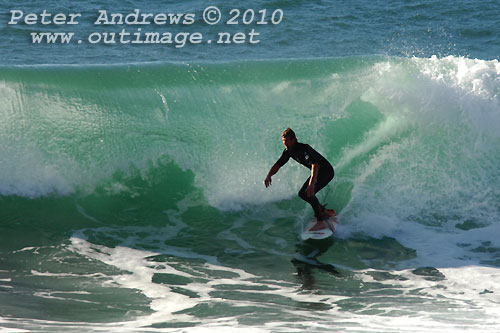 A mid August Saturday morning surf at Location 2, New South Wales Illawarra Coast, Australia. Photo copyright Peter Andrews.