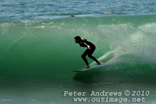 A mid August Saturday morning surf at Location 2, New South Wales Illawarra Coast, Australia. Photo copyright Peter Andrews.