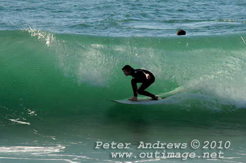 A mid August Saturday morning surf at Location 2, New South Wales Illawarra Coast, Australia. Photo copyright Peter Andrews.