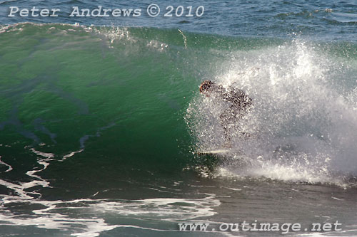 A mid August Saturday morning surf at Location 2, New South Wales Illawarra Coast, Australia. Photo copyright Peter Andrews.