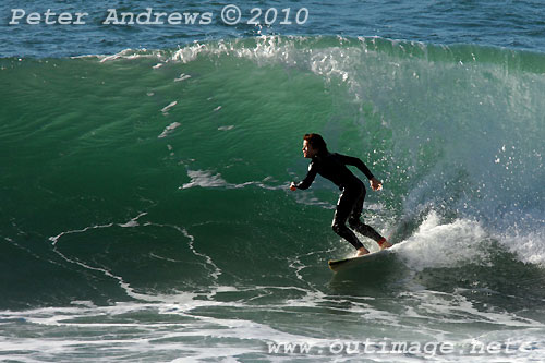 A mid August Saturday morning surf at Location 2, New South Wales Illawarra Coast, Australia. Photo copyright Peter Andrews.