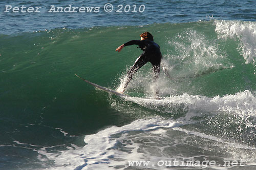 A mid August Saturday morning surf at Location 2, New South Wales Illawarra Coast, Australia. Photo copyright Peter Andrews.