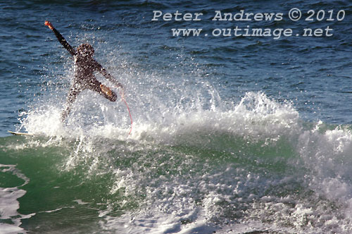 A mid August Saturday morning surf at Location 2, New South Wales Illawarra Coast, Australia. Photo copyright Peter Andrews.