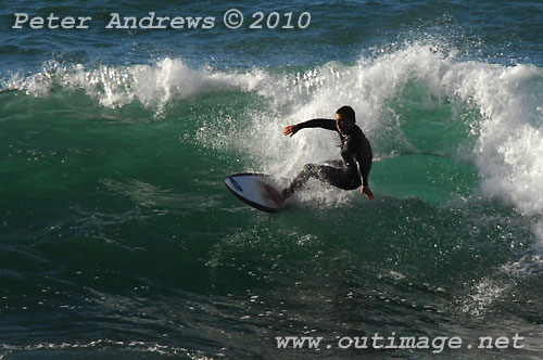 A mid August Saturday morning surf at Location 2, New South Wales Illawarra Coast, Australia. Photo copyright Peter Andrews.