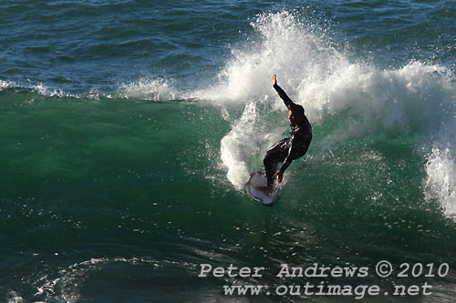 A mid August Saturday morning surf at Location 2, New South Wales Illawarra Coast, Australia. Photo copyright Peter Andrews.