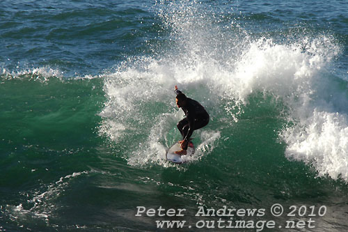 A mid August Saturday morning surf at Location 2, New South Wales Illawarra Coast, Australia. Photo copyright Peter Andrews.