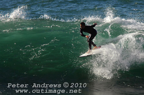 A mid August Saturday morning surf at Location 2, New South Wales Illawarra Coast, Australia. Photo copyright Peter Andrews.