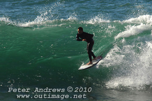 A mid August Saturday morning surf at Location 2, New South Wales Illawarra Coast, Australia. Photo copyright Peter Andrews.