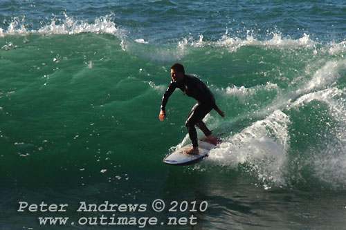 A mid August Saturday morning surf at Location 2, New South Wales Illawarra Coast, Australia. Photo copyright Peter Andrews.