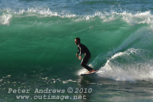 A mid August Saturday morning surf at Location 2, New South Wales Illawarra Coast, Australia. Photo copyright Peter Andrews.