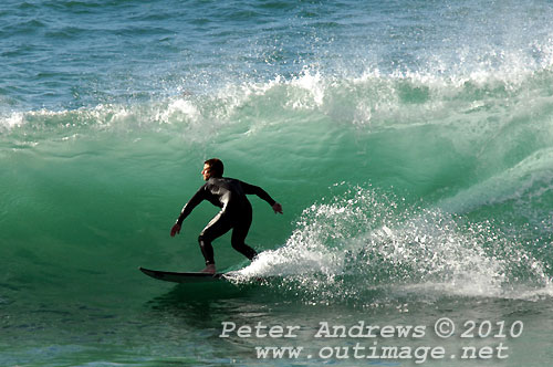 A mid August Saturday morning surf at Location 2, New South Wales Illawarra Coast, Australia. Photo copyright Peter Andrews.