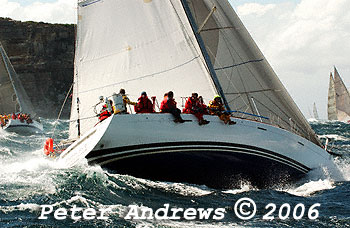 The large swells facing the fleet at the heads after the start of the 2006 Sydney to Gold Coast Yacht Race.