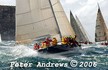 The large swells facing the fleet at the heads after the start of the 2006 Sydney to Gold Coast Yacht Race.