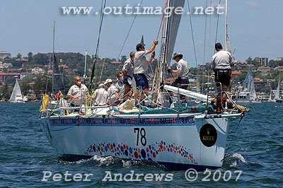 David Pescud's Lyons 54 SAILORS WITH disABILITIES out on Sydney Harbour ahead of the start of the 2007 Rolex Sydney Hobart Yacht Race.