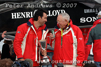 Skipper Mark Richards and Owner of Wild Oats Bob Oatley.