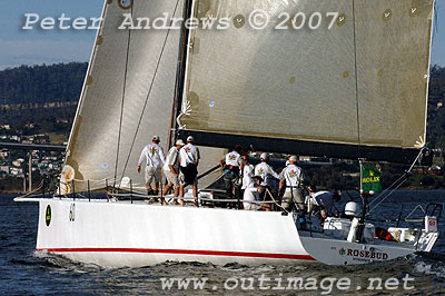 Sturgeon's Rosebud after crossing the finishing line in Hobart.