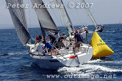 Brett Neill's Farr 40 White Cloud rounding the bottom gate in Race 1