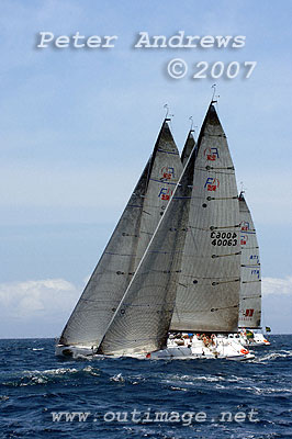 Brett Neill's White Cloud in the foreground just after the start of Race 2.